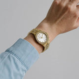 Buy Shop Michael Kors Lennox Three-Hand Silver Dial Gold Steel Strap Watch For Women - MK7278 USA Online