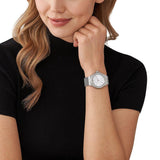 Buy Shop Michael Kors Lennox Three-Hand Silver Dial Gold Steel Strap Watch For Women - MK7278 USA Online