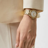 Buy Shop Michael Kors Lennox Three-Hand Silver Dial Gold Steel Strap Watch For Women - MK7278 USA Online