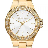 Buy Shop Michael Kors Lennox Three-Hand Silver Dial Gold Steel Strap Watch For Women - MK7278 USA Online