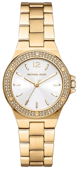 Buy Shop Michael Kors Lennox Three-Hand Silver Dial Gold Steel Strap Watch For Women - MK7278 USA Online
