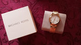 Buy Shop Michael Kors Lennox Three Hand Silver Dial Gold Steel Strap Watch For Women - MK7391 USA Online