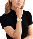 Buy Shop Michael Kors Lennox Three Hand Silver Dial Gold Steel Strap Watch For Women - MK7391 USA Online