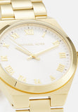 Buy Shop Michael Kors Lennox Three Hand Silver Dial Gold Steel Strap Watch For Women - MK7391 USA Online