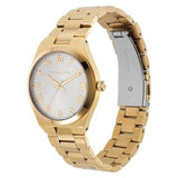 Buy Shop Michael Kors Lennox Three Hand Silver Dial Gold Steel Strap Watch For Women - MK7391 USA Online