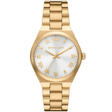 Buy Shop Michael Kors Lennox Three Hand Silver Dial Gold Steel Strap Watch For Women - MK7391 USA Online