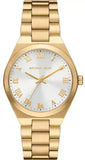 Buy Shop Michael Kors Lennox Three Hand Silver Dial Gold Steel Strap Watch For Women - MK7391 USA Online