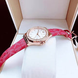 Buy Shop Michael Kors Lennox Three Hand Silver Dial Red Leather Strap Watch For Women - MK7308 USA Online