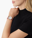 Buy Shop Michael Kors Lennox Three Hand Silver Dial Red Leather Strap Watch For Women - MK7308 USA Online