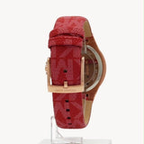 Buy Shop Michael Kors Lennox Three Hand Silver Dial Red Leather Strap Watch For Women - MK7308 USA Online