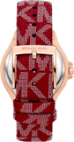 Buy Shop Michael Kors Lennox Three Hand Silver Dial Red Leather Strap Watch For Women - MK7308 USA Online