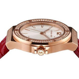 Buy Shop Michael Kors Lennox Three Hand Silver Dial Red Leather Strap Watch For Women - MK7308 USA Online