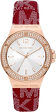 Buy Shop Michael Kors Lennox Three Hand Silver Dial Red Leather Strap Watch For Women - MK7308 USA Online