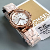 Buy Shop Michael Kors Lennox Three Hand Silver Dial Rose Gold Steel Strap Watch For Women - MK7279 USA Online