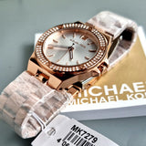 Buy Shop Michael Kors Lennox Three Hand Silver Dial Rose Gold Steel Strap Watch For Women - MK7279 USA Online