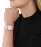Buy Shop Michael Kors Lennox Three Hand Silver Dial Rose Gold Steel Strap Watch For Women - MK7279 USA Online