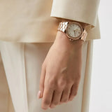 Buy Shop Michael Kors Lennox Three Hand Silver Dial Rose Gold Steel Strap Watch For Women - MK7279 USA Online
