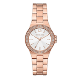 Buy Shop Michael Kors Lennox Three Hand Silver Dial Rose Gold Steel Strap Watch For Women - MK7279 USA Online