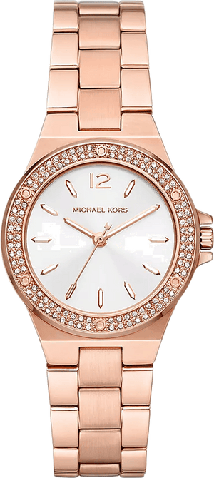 Buy Shop Michael Kors Lennox Three Hand Silver Dial Rose Gold Steel Strap Watch For Women - MK7279 USA Online