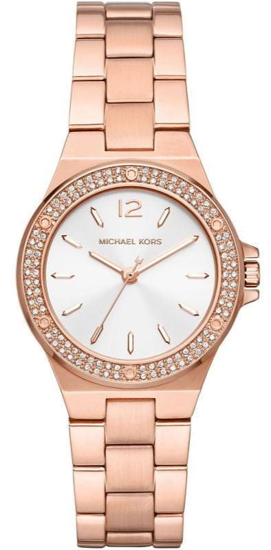 Buy Shop Michael Kors Lennox Three Hand Silver Dial Rose Gold Steel Strap Watch For Women - MK7279 USA Online
