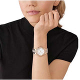 Buy Shop Michael Kors Lennox Three-Hand Silver Dial Rose Gold Steel Strap Watch For Women - MK7362 USA Online