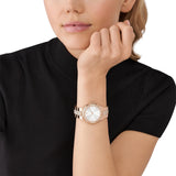 Buy Shop Michael Kors Lennox Three-Hand Silver Dial Rose Gold Steel Strap Watch For Women - MK7362 USA Online