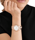 Buy Shop Michael Kors Lennox Three-Hand Silver Dial Rose Gold Steel Strap Watch For Women - MK7362 USA Online
