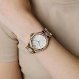 Buy Shop Michael Kors Lennox Three-Hand Silver Dial Rose Gold Steel Strap Watch For Women - MK7362 USA Online