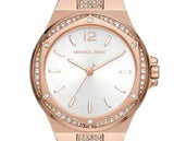 Buy Shop Michael Kors Lennox Three-Hand Silver Dial Rose Gold Steel Strap Watch For Women - MK7362 USA Online