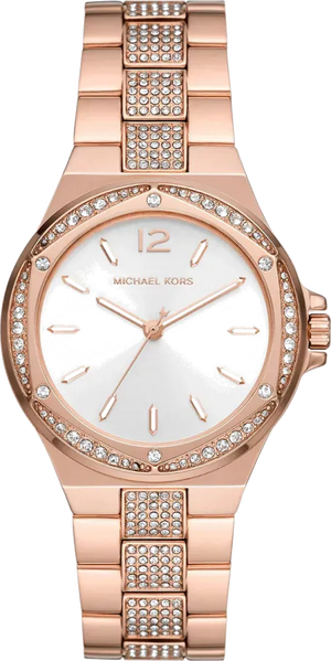 Buy Shop Michael Kors Lennox Three-Hand Silver Dial Rose Gold Steel Strap Watch For Women - MK7362 USA Online