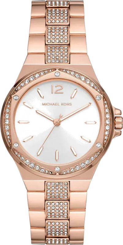 Buy Shop Michael Kors Lennox Three-Hand Silver Dial Rose Gold Steel Strap Watch For Women - MK7362 USA Online