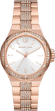 Buy Shop Michael Kors Lennox Three-Hand Silver Dial Rose Gold Steel Strap Watch For Women - MK7362 USA Online