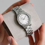 Buy Shop Michael Kors Lennox Three Hand Silver Dial Silver Steel Strap Watch For Women - MK7280 USA Online