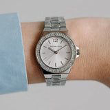 Buy Shop Michael Kors Lennox Three Hand Silver Dial Silver Steel Strap Watch For Women - MK7280 USA Online