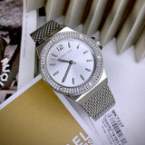 Buy Shop Michael Kors Lennox Three-Hand Silver Dial Silver Steel Strap Watch For Women - MK7337 USA Online