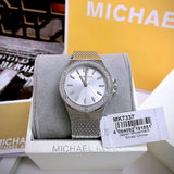 Buy Shop Michael Kors Lennox Three-Hand Silver Dial Silver Steel Strap Watch For Women - MK7337 USA Online