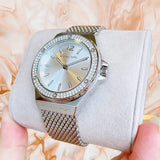 Buy Shop Michael Kors Lennox Three-Hand Silver Dial Silver Steel Strap Watch For Women - MK7337 USA Online