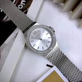 Buy Shop Michael Kors Lennox Three-Hand Silver Dial Silver Steel Strap Watch For Women - MK7337 USA Online