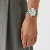 Buy Shop Michael Kors Lennox Three Hand Silver Dial Silver Steel Strap Watch For Women - MK7393 USA Online