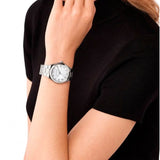Buy Shop Michael Kors Lennox Three Hand Silver Dial Silver Steel Strap Watch For Women - MK7393 USA Online