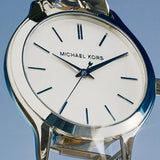Buy Shop Michael Kors Lennox Three Hand Silver Dial Silver Steel Strap Watch For Women - MK7393 USA Online