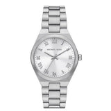 Buy Shop Michael Kors Lennox Three Hand Silver Dial Silver Steel Strap Watch For Women - MK7393 USA Online