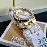 Buy Shop Michael Kors Lennox Three Hand Silver Dial Two Tone Steel Strap Watch For Women - MK7338 USA Online