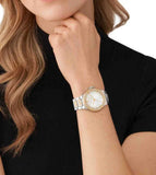 Buy Shop Michael Kors Lennox Three Hand Silver Dial Two Tone Steel Strap Watch For Women - MK7338 USA Online