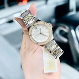 Buy Shop Michael Kors Lennox Three Hand Silver Dial Two Tone Steel Strap Watch For Women - MK7338 USA Online