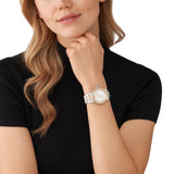 Buy Shop Michael Kors Lennox Three Hand Silver Dial Two Tone Steel Strap Watch For Women - MK7338 USA Online