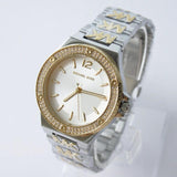 Buy Shop Michael Kors Lennox Three Hand Silver Dial Two Tone Steel Strap Watch For Women - MK7338 USA Online