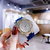 Buy Shop Michael Kors Lennox Three Hand White Dial Blue Silicone Strap Watch For Women - MK7333 USA Online