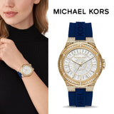 Buy Shop Michael Kors Lennox Three Hand White Dial Blue Silicone Strap Watch For Women - MK7333 USA Online