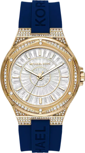 Buy Shop Michael Kors Lennox Three Hand White Dial Blue Silicone Strap Watch For Women - MK7333 USA Online